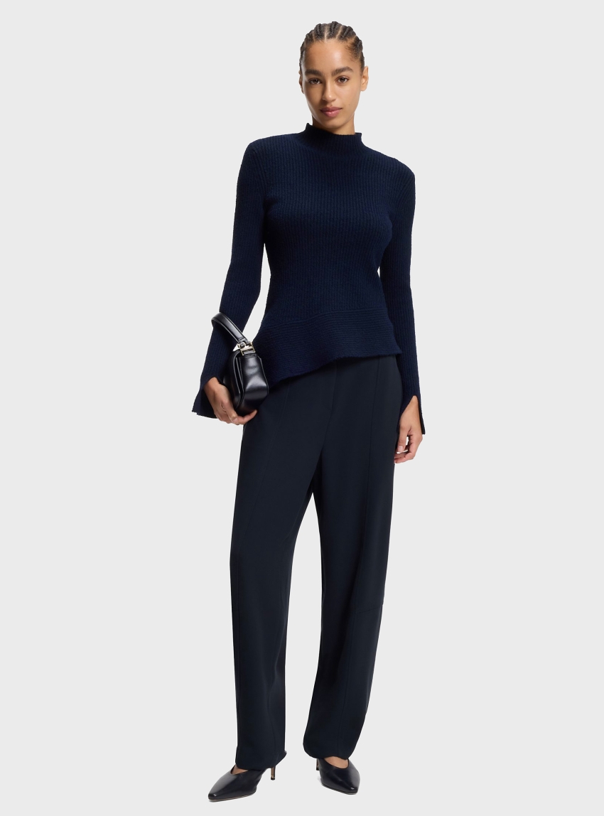 BOSS Relaxed-Fit Trousers In Wrinkle-Resistant Crepe Tolda - Dark Blue
