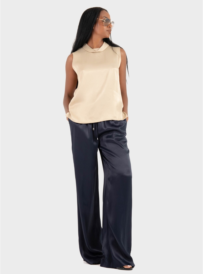 BOSS Sleeveless Sateen Top With Keyhole Rear Closure Baurina - Beige