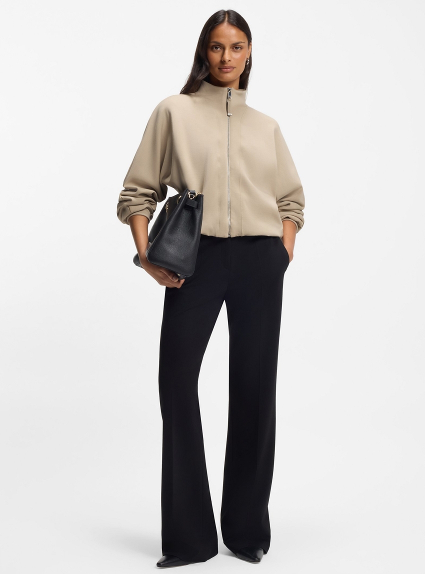 BOSS Loose-Fit Bomber Jacket In Stretch Jersey Ebesya - Beige