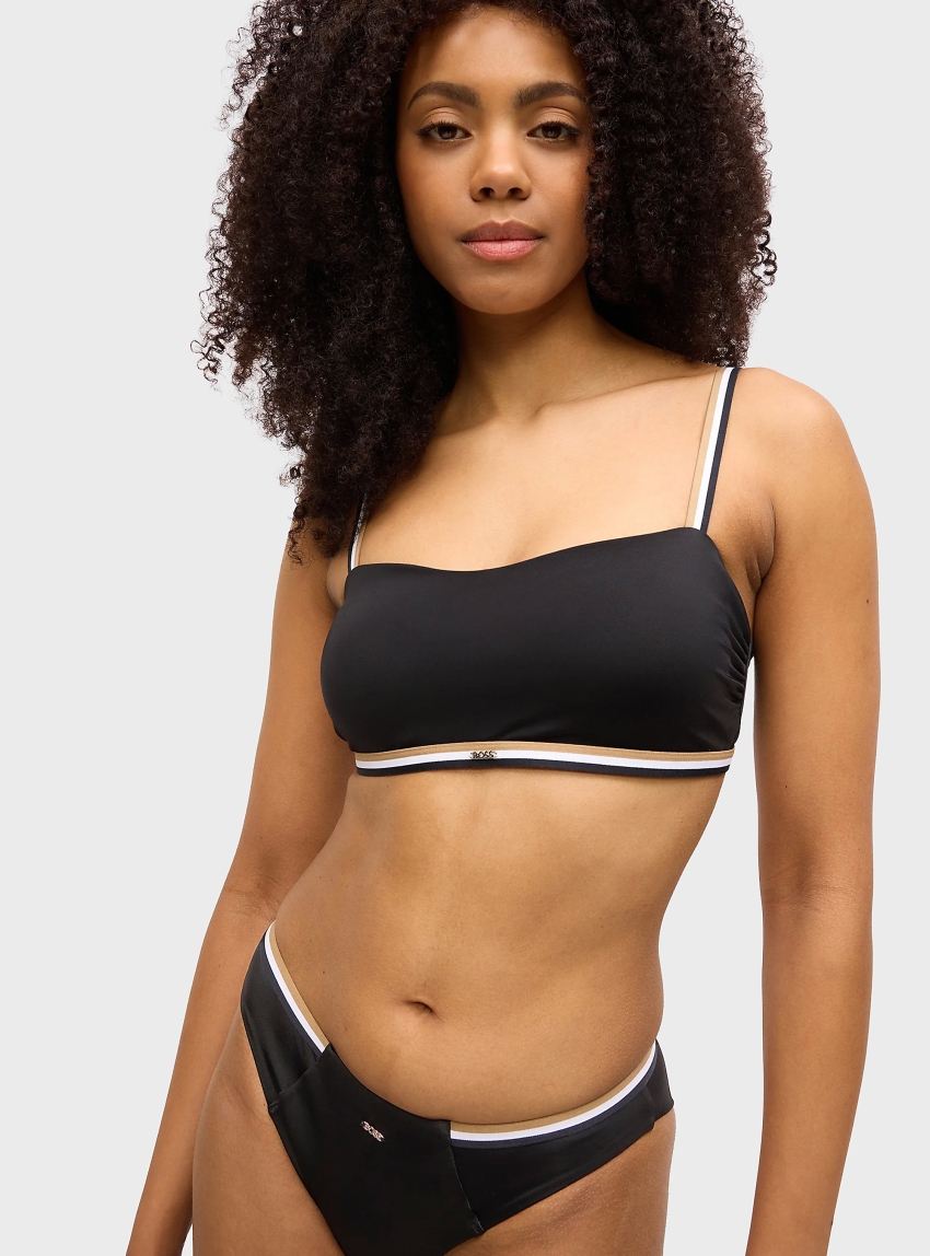 BOSS Signature-Stripe Bandeau Bikini Top ICONIC - Black