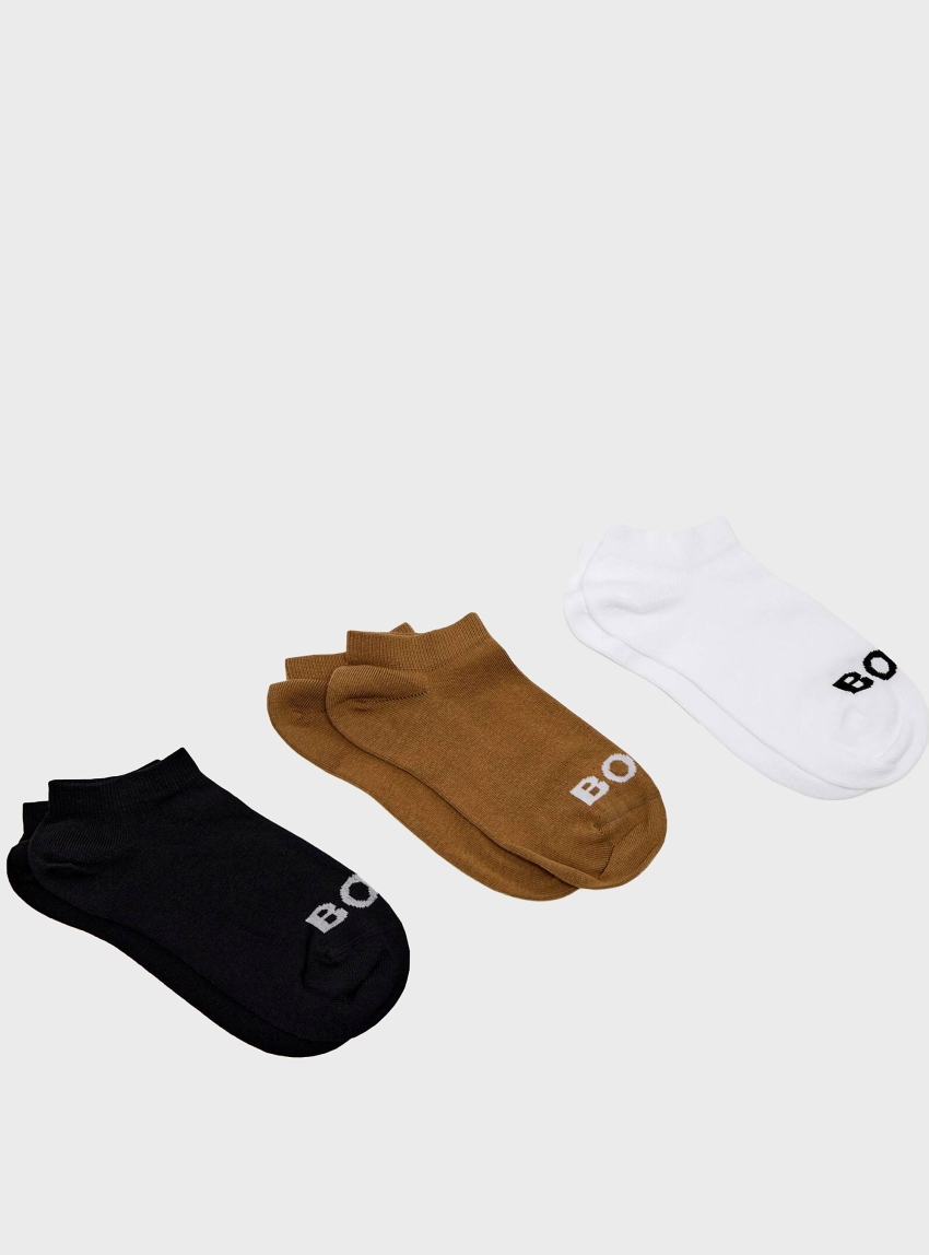 BOSS Three-Pack Of Ankle-Length Socks With Contrast Logos 3P AS Logo CC W - Multi Colors