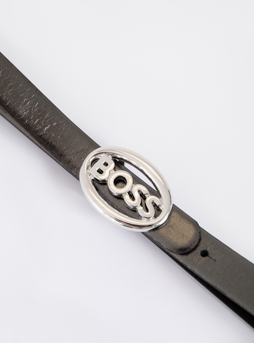 BOSS Leather Belt BOSS_Icon_Ov_Sr20_Lp - Silver