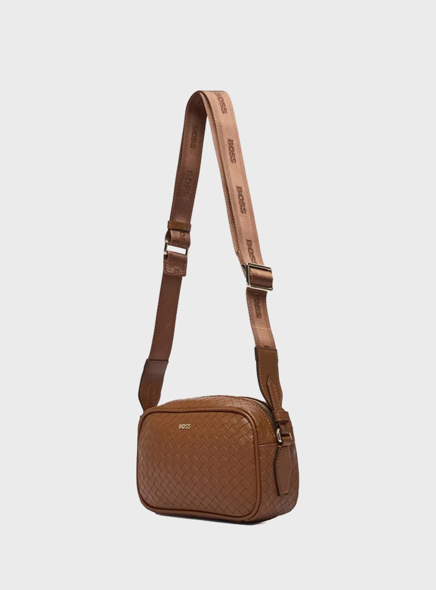 BOSS Crossbody Bag With Square Print Sandy - Light Brown