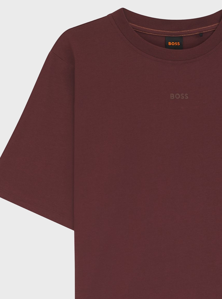 BOSS Oversized-Fit T-Shirt With Puff-Print Logo C_Enis_Small_Logo - Brown