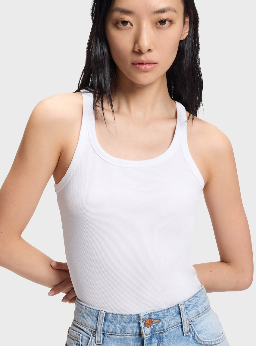 BOSS Racer-Back Tank Top In Stretch Cotton C_Epetite - White