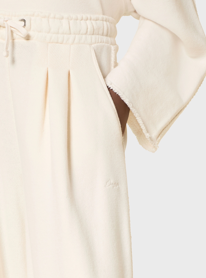 BOSS Wide-Leg Tracksuit Bottoms In A Cotton Blend  C_Elenyx - Ecru