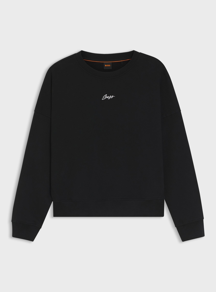 BOSS Cotton-Terry Sweatshirt With Handwritten Logo C_Ever - Black