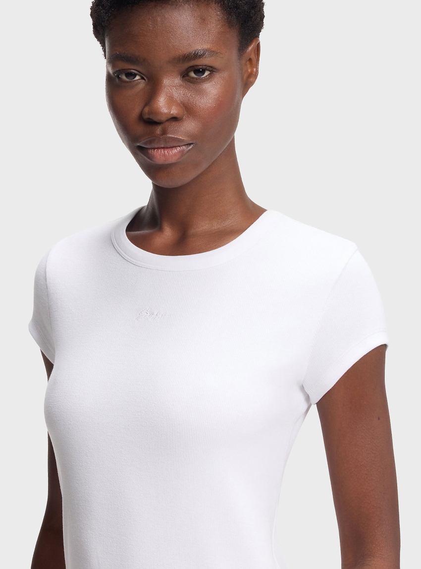 BOSS Slim-Fit T-Shirt In Stretch Cotton With Embroidered Logo C_Ecute - White