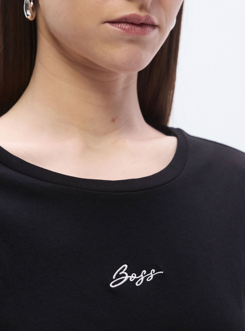 BOSS Slim-Fit T-Shirt In Cotton With Embroidered Logo  C_Elove_embro - Black
