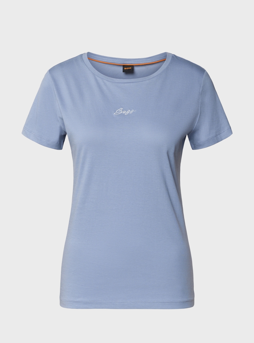 BOSS Slim-Fit T-Shirt In Cotton With Embroidered Logo  C_Elove_embro - Sky Blue