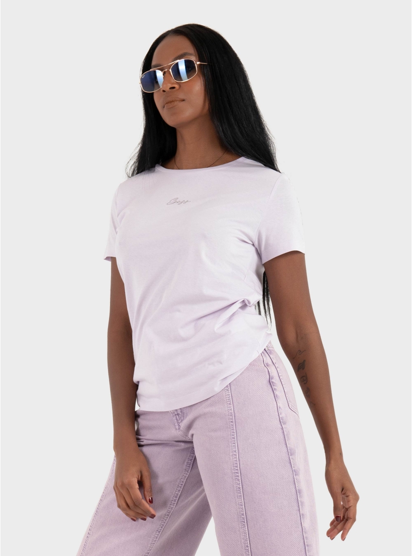 BOSS Slim-Fit T-Shirt In Cotton With Embroidered Logo  C_Elove_embro - Lilac