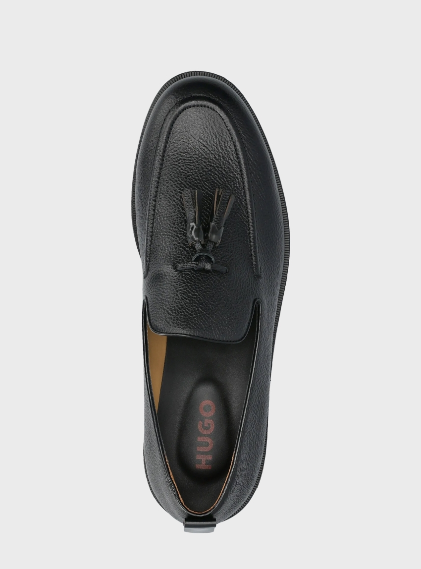 HUGO Leather Loafers Varian_loaf_grnp - Black