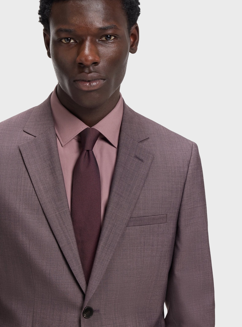HUGO Extra-Slim-Fit Suit In Wool-Blend Poplin Arti-Hesten253X - Light Bordeaux