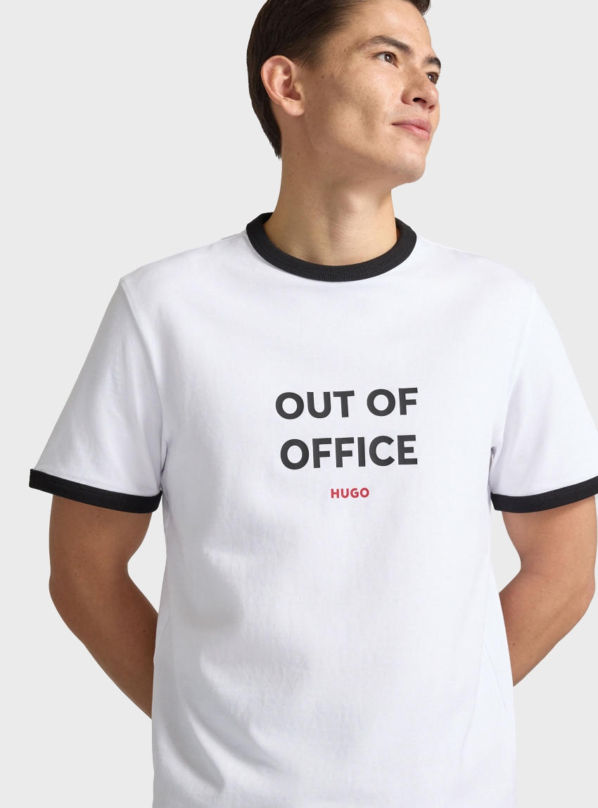 HUGO Cotton-Jersey T-Shirt With Logo  Doffice - White