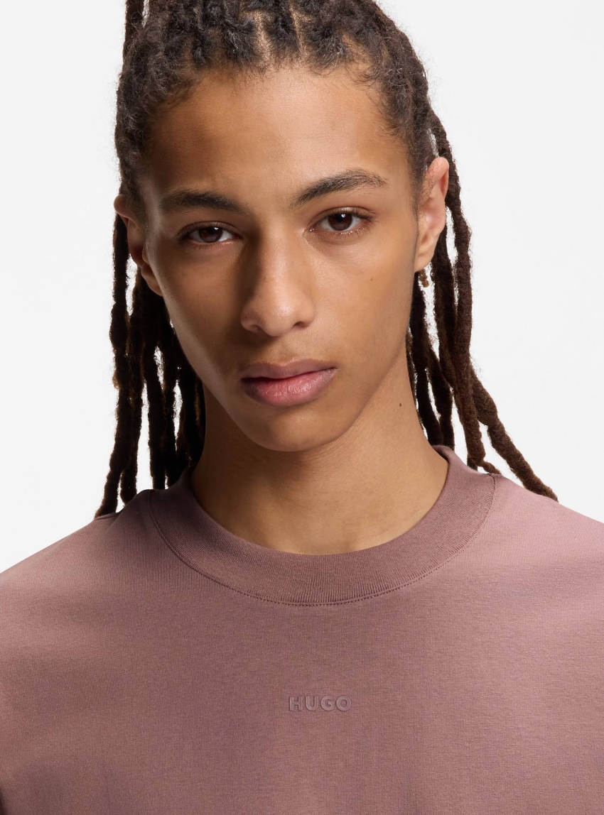 HUGO Relaxed-Fit T-Shirt In Cotton With Logo Print Dapolino - Light Bordeaux