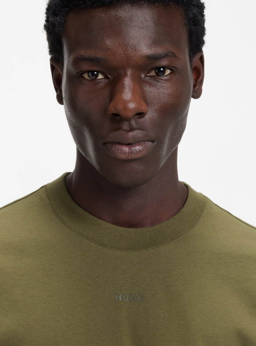 HUGO Relaxed-Fit T-Shirt In Cotton With Logo Print Dapolino - Light Olive