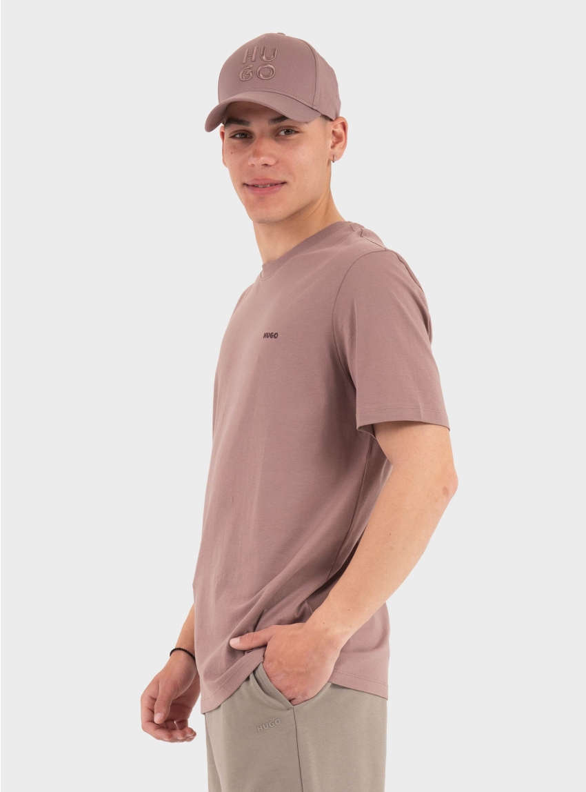 HUGO Cotton-Jersey T-Shirt With Logo Print  Dero222 - Light Bordeaux