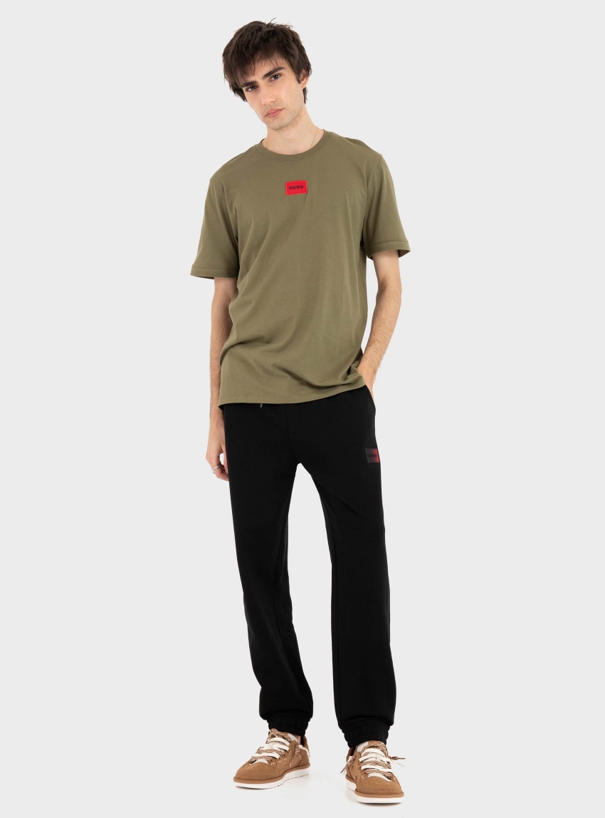 HUGO Cotton-Jersey T-Shirt With Logo Label  Diragolino212 - Light Olive