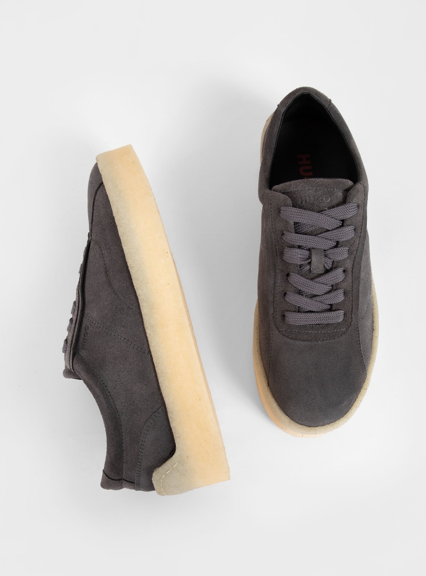 HUGO Suede Derby Shoes With Crepe Rubber Outsole Prodi-gy_derb_sd - Grey