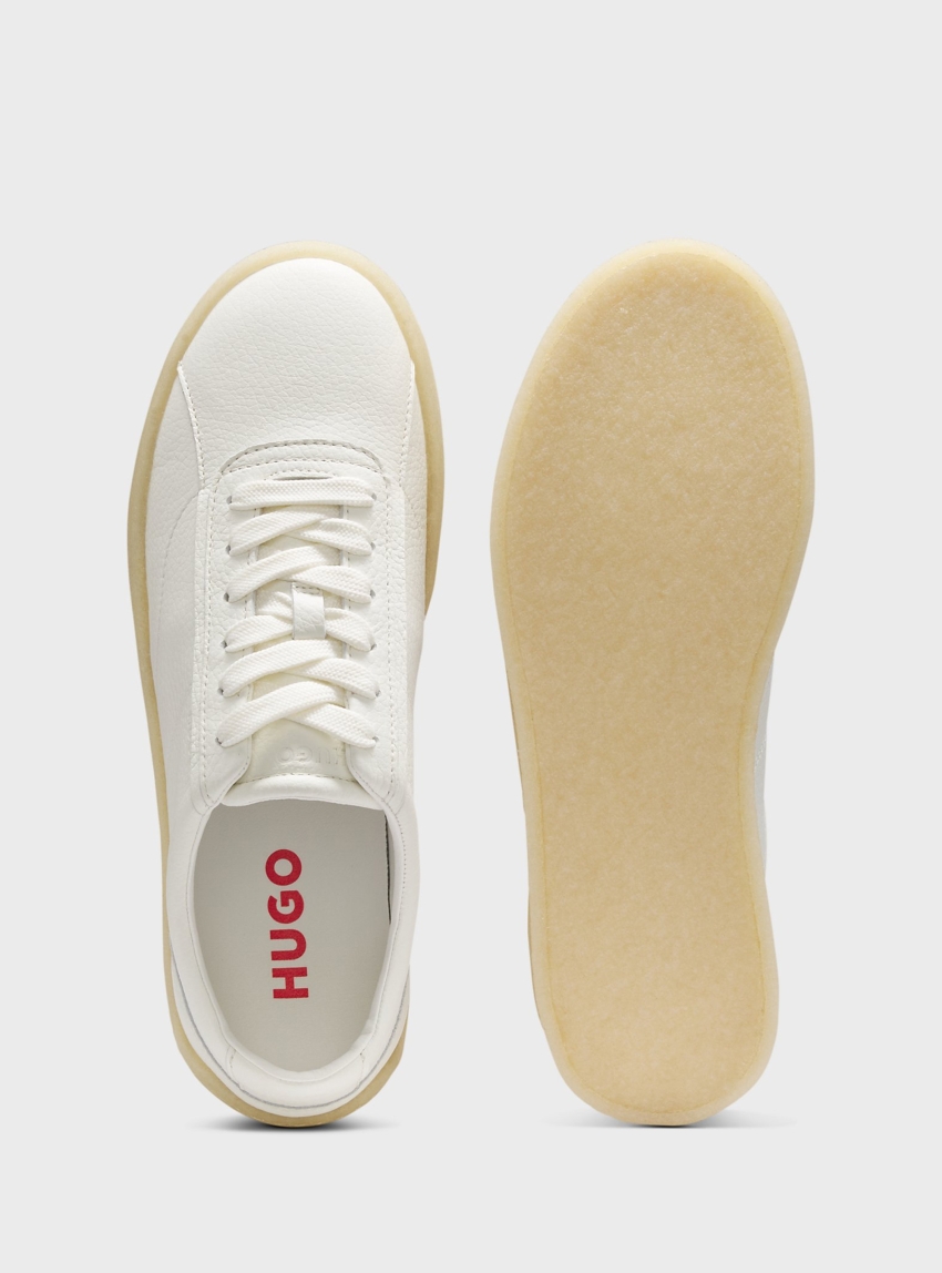 HUGO Leather Derby Shoes With Crepe Rubber Sole Prodi-gy_derb_grlt - White