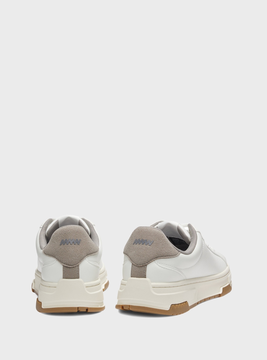 HUGO Trainers In Faux Leather With Zigzag Accents  Yarrow_tenn_mfpu - Off White