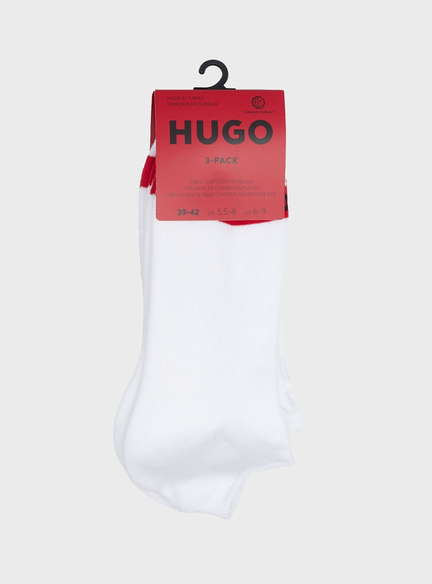 HUGO Three-Pack Of Invisible Socks With Logos  3P LC PLUSH TAPE CC - White