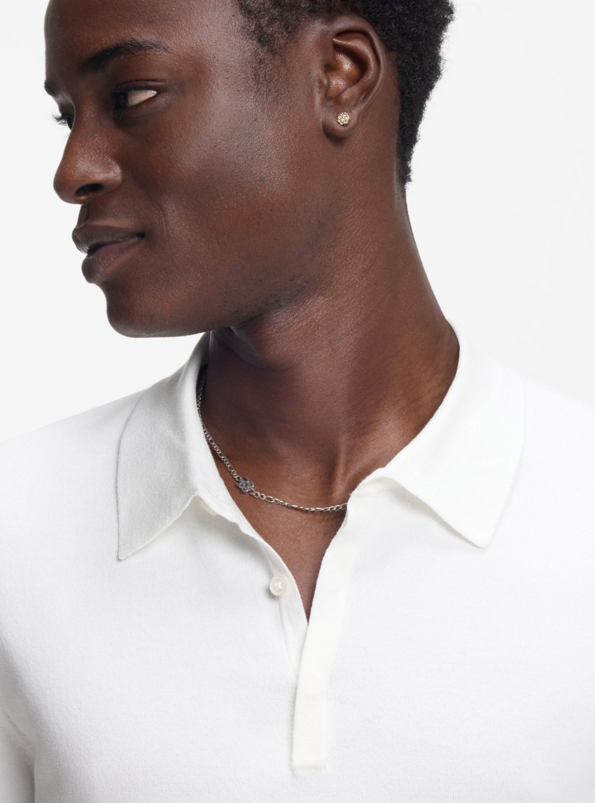 HUGO Chain Necklace With Stacked-Logo Plaque  E-THINCHAIN-NEC - Silver