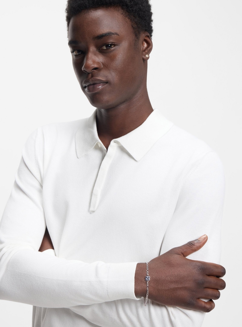 HUGO Chain Cuff With Stacked-Logo Plaque  E-THINCHAIN-BRA - Silver