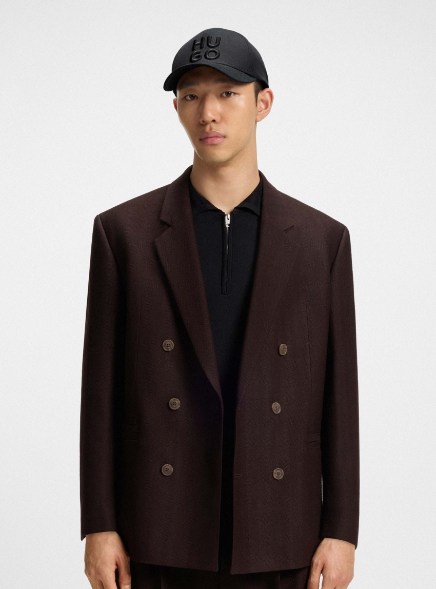 HUGO Cotton-Twill Cap With Embroidered Stacked Logo  Jude-Stacked - Black