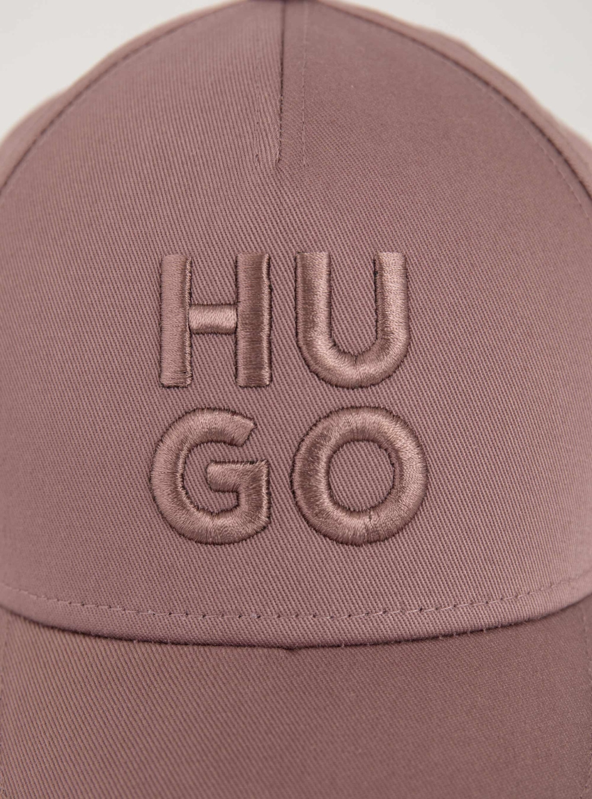 HUGO Cotton-Twill Cap With Embroidered Stacked Logo  Jude-Stacked - Light Bordeaux