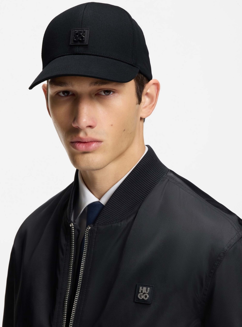 HUGO Cotton-Twill Cap With Stacked Logo  Jake-ME - Black