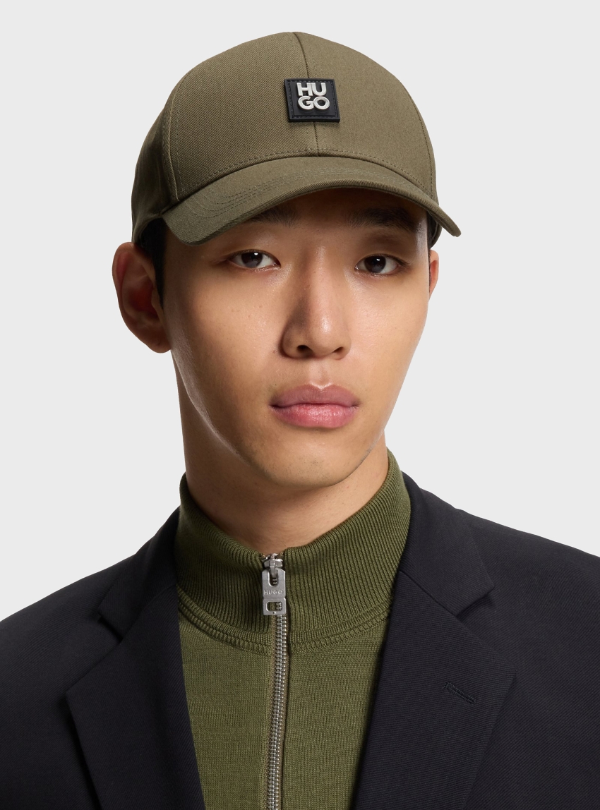 HUGO Cotton-Twill Cap With Stacked Logo  Jake-ME - Light Olive