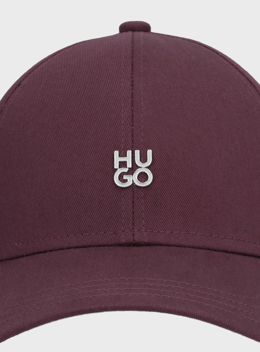 HUGO Cotton-Twill Cap With Stacked-Logo Lettering  Ally-ME - Bordeaux