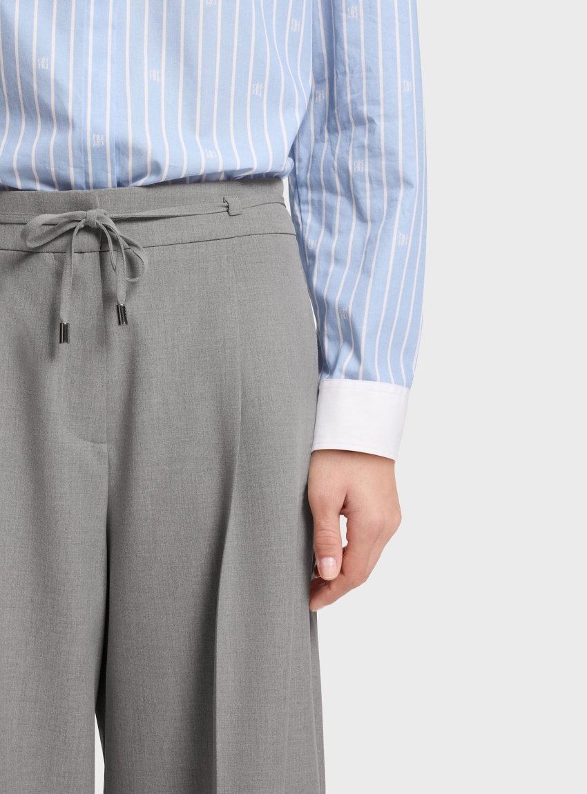 HUGO Regular-Fit Wide-Leg Trousers In Melange Stretch Fabric Haminde - Light Grey