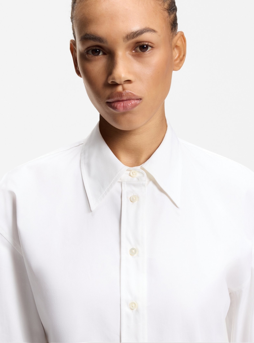 HUGO Relaxed-Fit Shirt With Peplum Hem  Emperor - White
