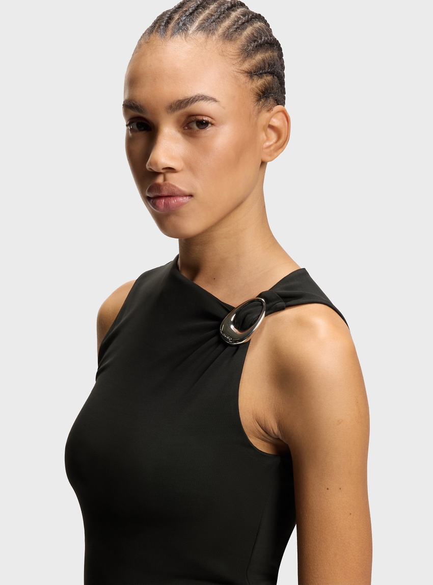 HUGO Sleeveless Top With Logo Buckle Detail  Dastasy - Black