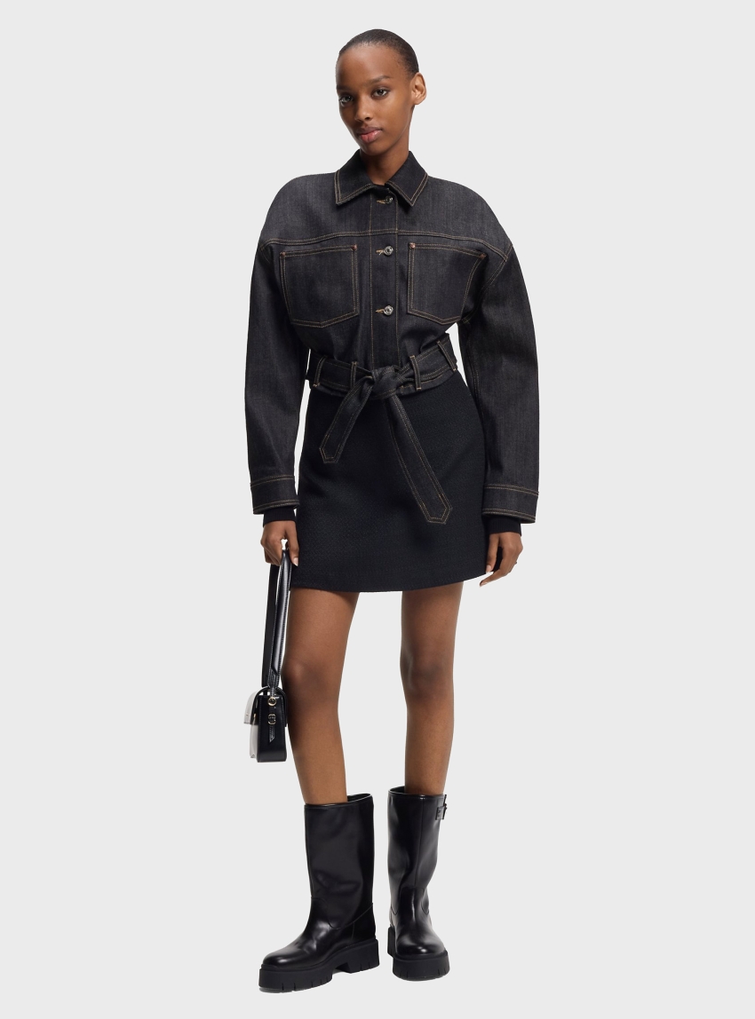 HUGO Cropped Jacket In Japanese Selvedge Denim  Galata - Unwashed Denim