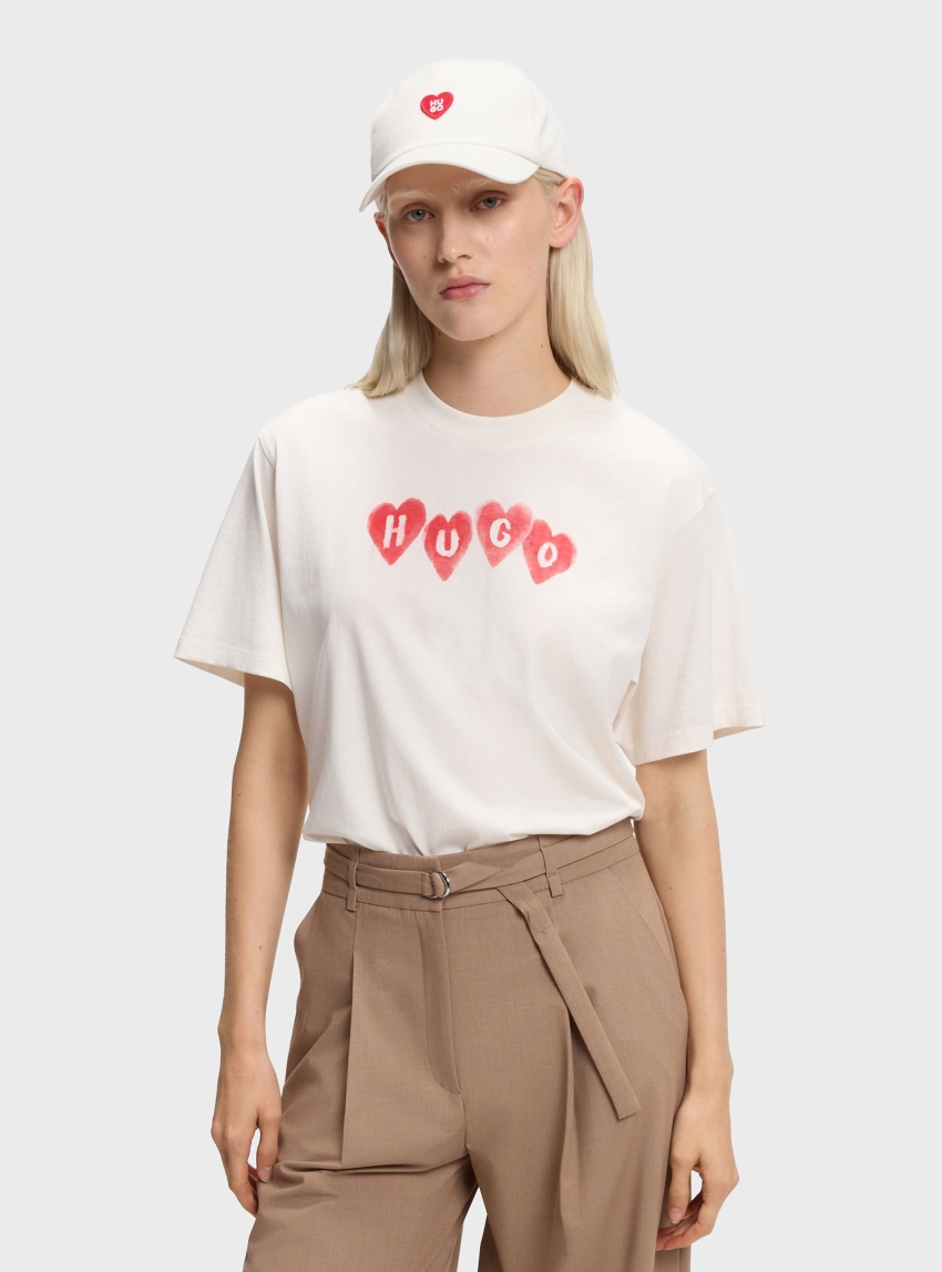 HUGO Cotton-Twill Cap With Heart Branding  Cara-Valentine - Red