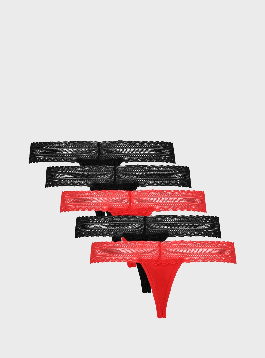 HUGO Five Pack Strings FIVE LACE - Red