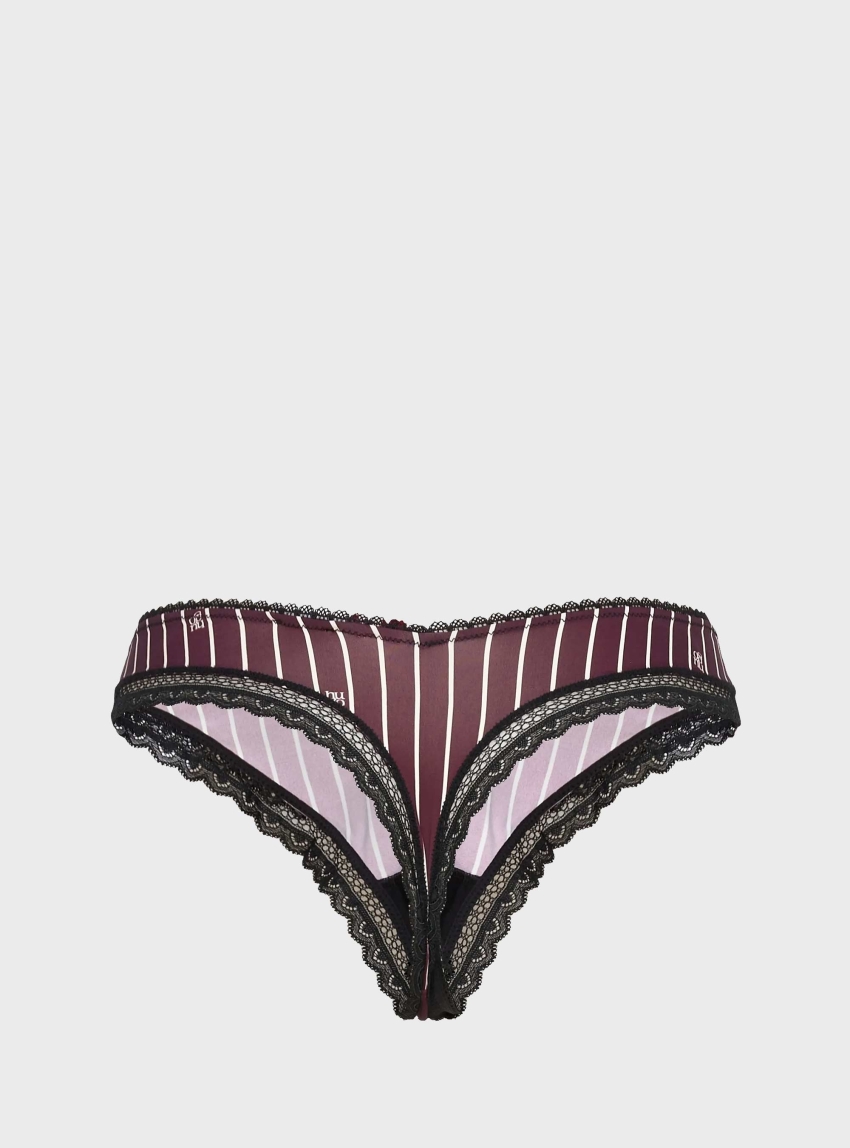 HUGO Lace-Trim Thong THONG UNIQUE - Bordeaux