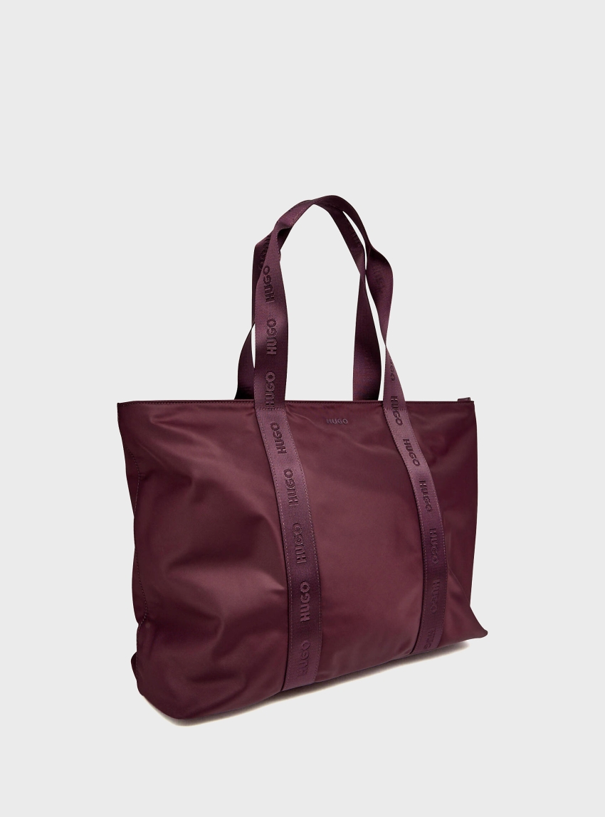 HUGO Twill Tote Bag With Tonal-Logo Handles Bel Tote NW - Dark Purple