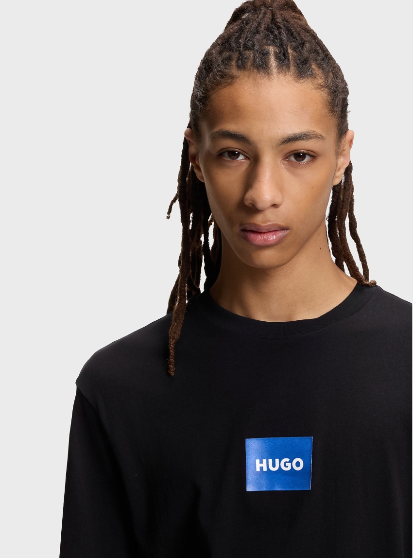 HUGO Cotton-Jersey T-Shirt With Logo Print  Nayonix - Black