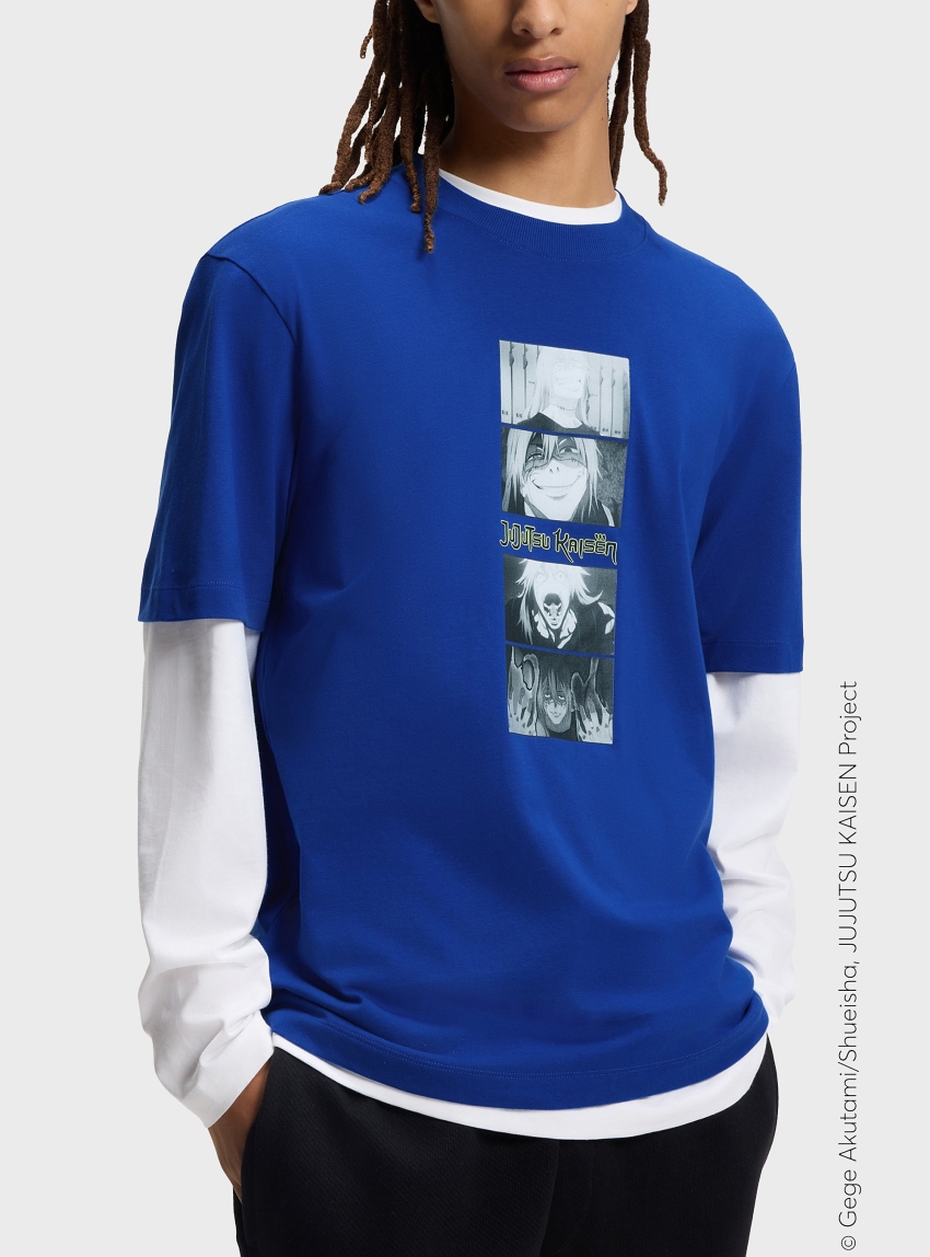 HUGO X Jujutsu Kaisen T-Shirt With Saturo Gojo Print  Nuley_JJK - Royal Blue