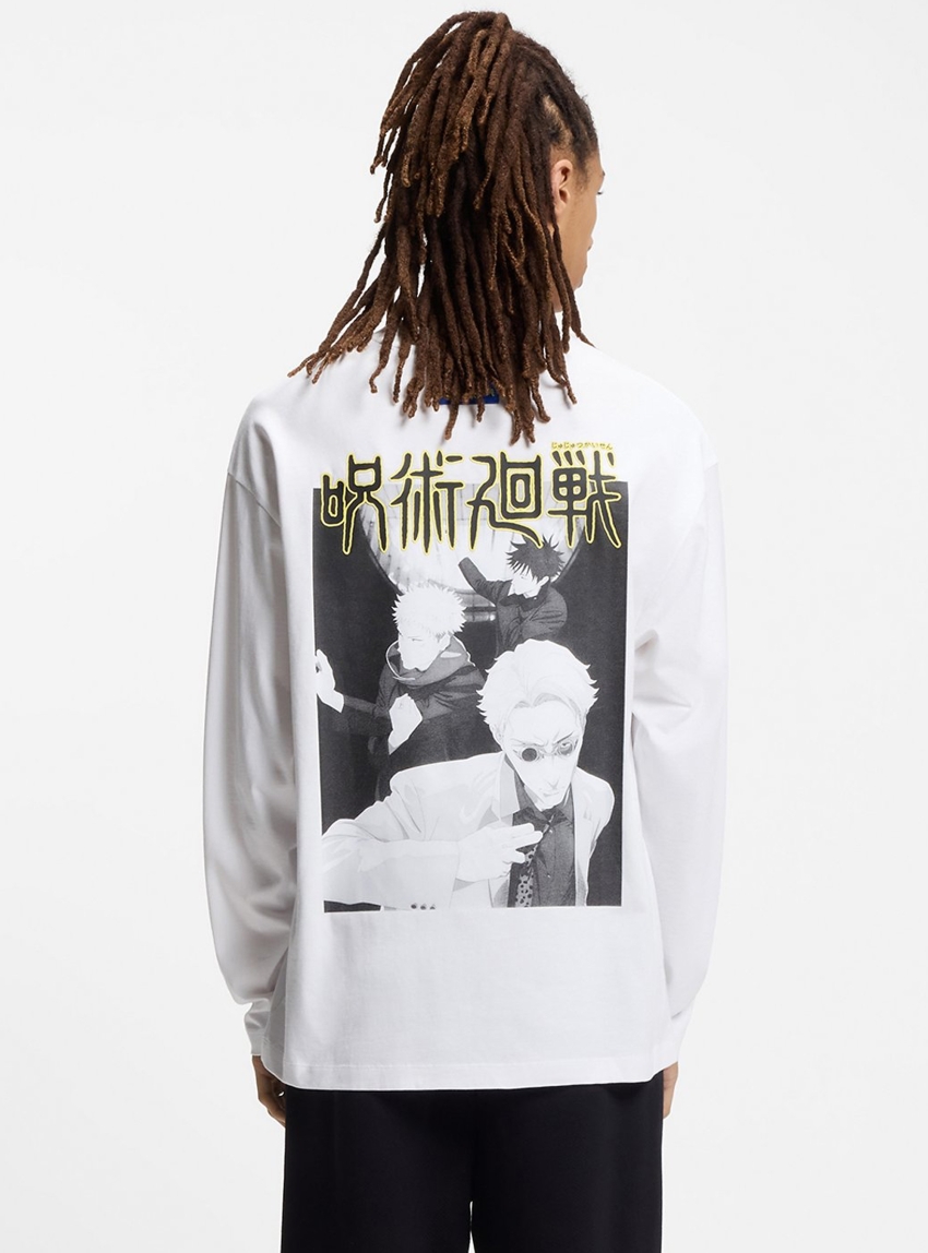HUGO X Jujutsu Kaisen T-Shirt With Yuji, Megumi And Kento Print  Nichaboso_JJK - White