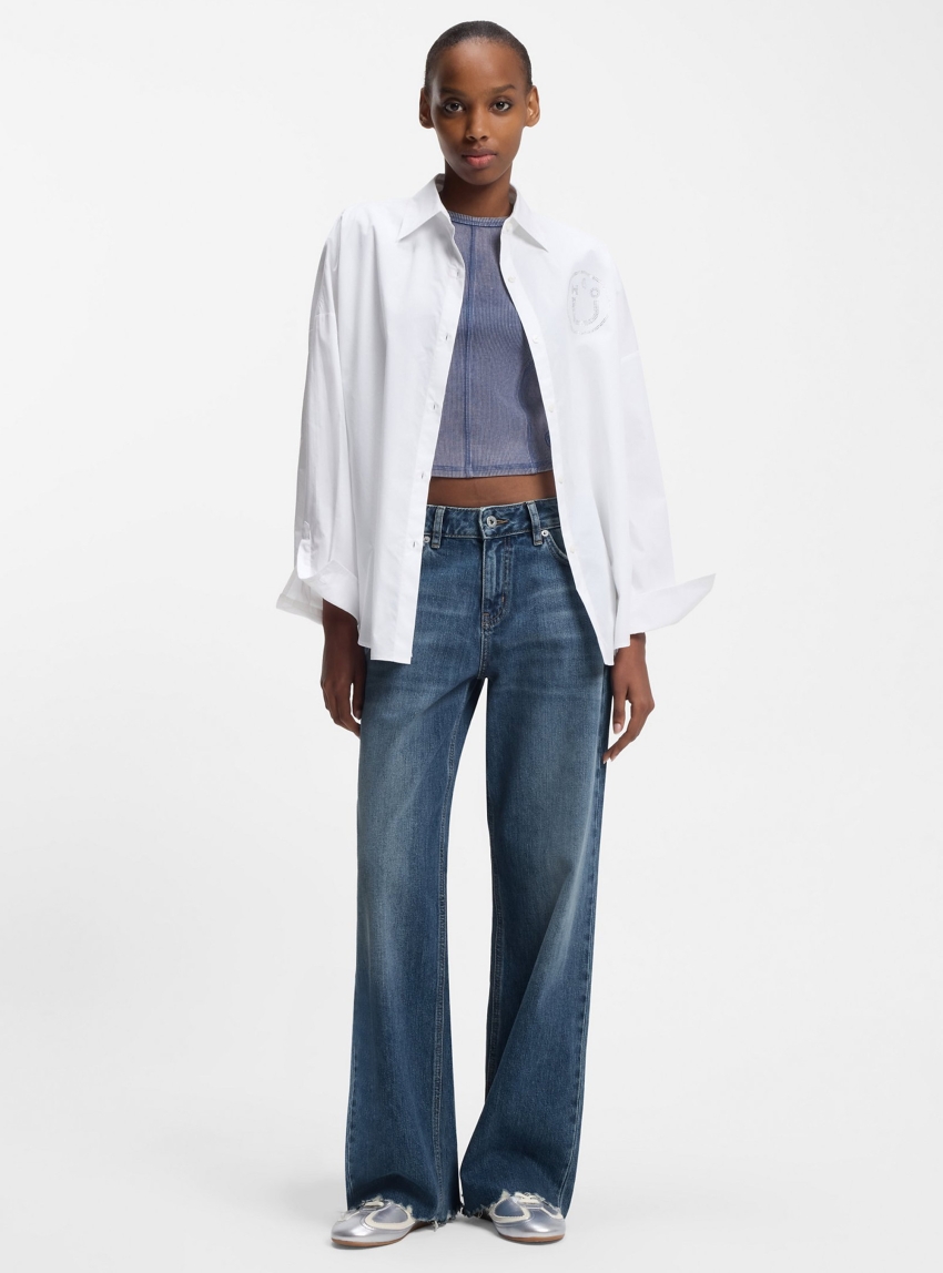 HUGO Loose-Fit Jeans With Frayed Hems  Gamala_2_B - Dark Aged Denim