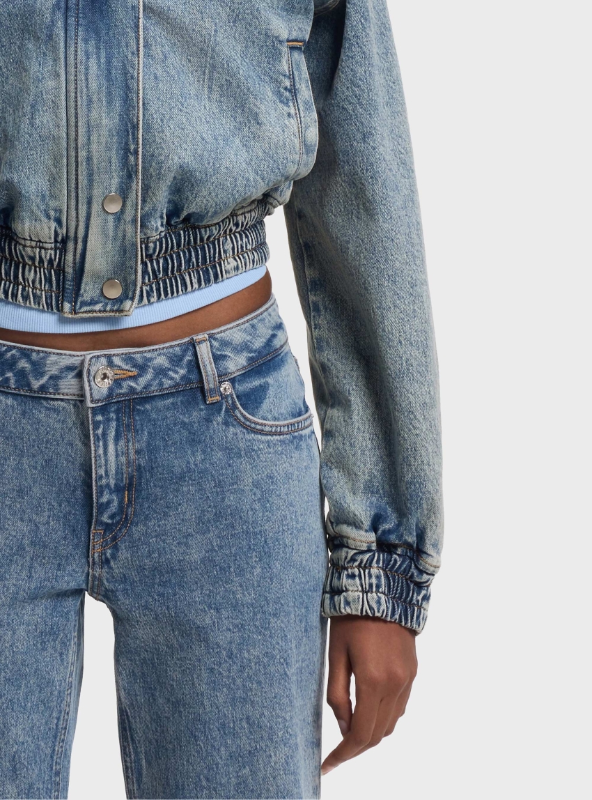 HUGO Bomber Jacket Stretch Denim  Gibiusa_B - Medium Aged Denim