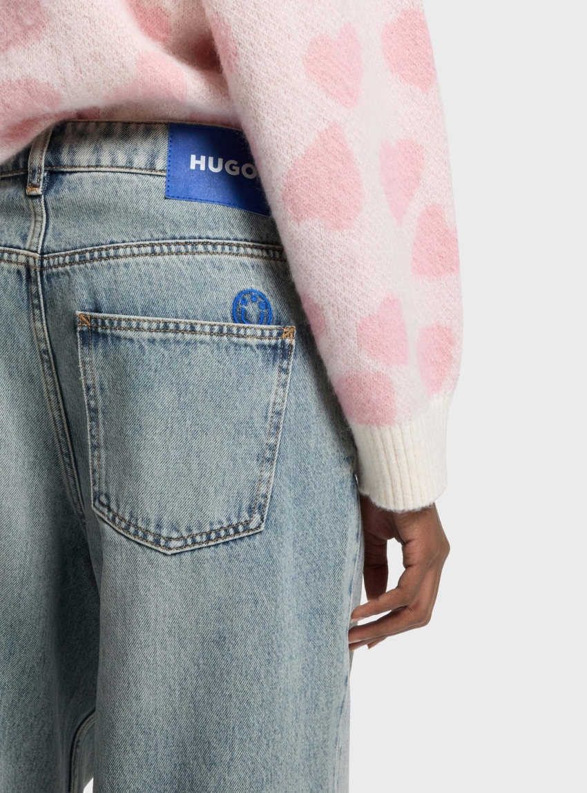 HUGO Relaxed-Fit Jeans In Rigid Denim  Leni_B - Medium Aged Denim