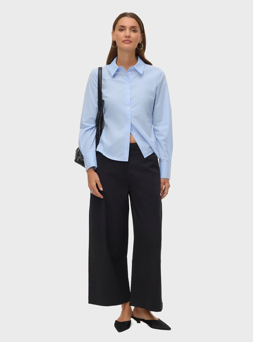 Vero Moda Aware Vana Mid Waist  Wide Ankle Pants - Black