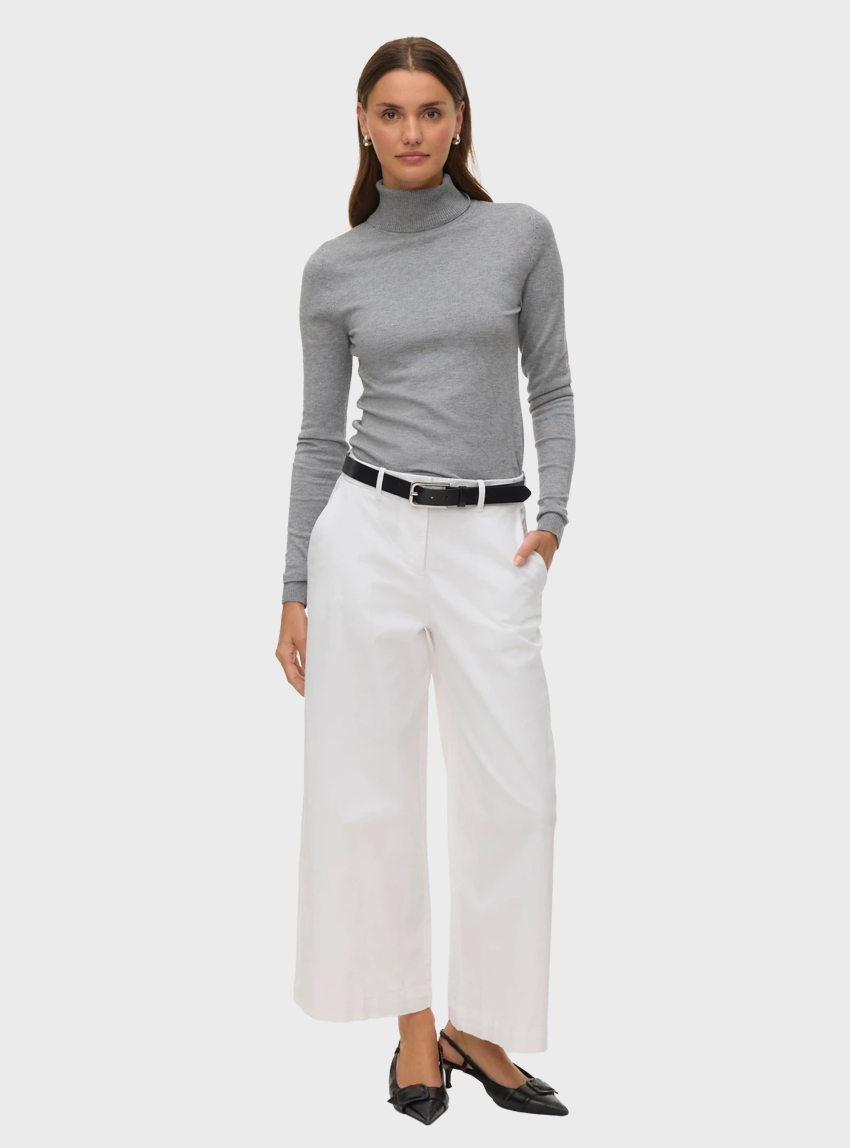 Vero Moda Aware Vana Mid Waist  Wide Ankle Pants - White