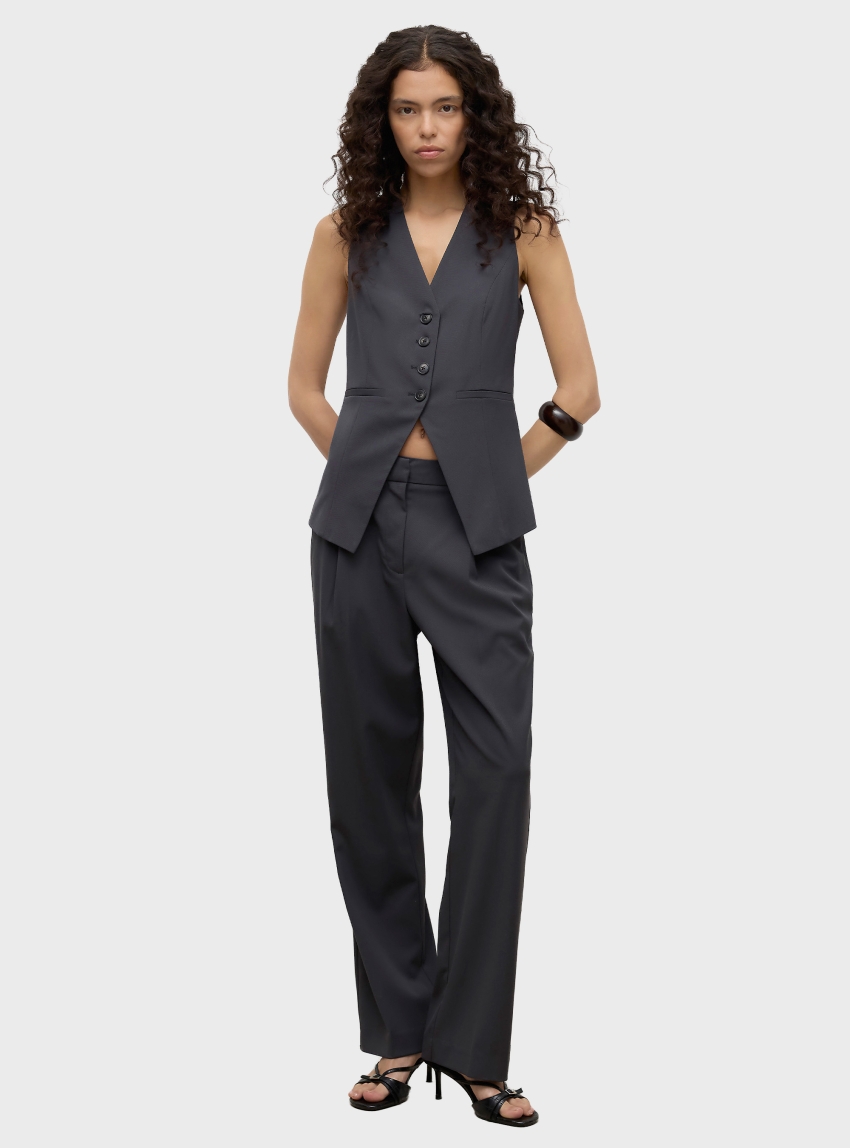 Vero Moda Aware Viga Tailored Waistcoat - Dark Grey Melange